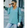thumbnail image 3 of Women's V Neck Sweater Tops Hollow Out Sleeve Fall Blouse Tops, 3 of 5
