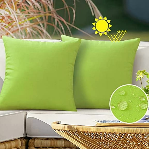 Outdoor Waterproof Throw Pillow Covers 18X18 Set of 2 Decorative Green Patio Furniture Summer Cushion Cases Outside Decor for Couch Garden Bench Porch