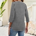 thumbnail image 5 of Bbyeadc Blouses for Women Casual 3/4 Length Sleeve Button Tops Striped Print V Neck Tee Dress Work Pullover,Black(S), 5 of 5