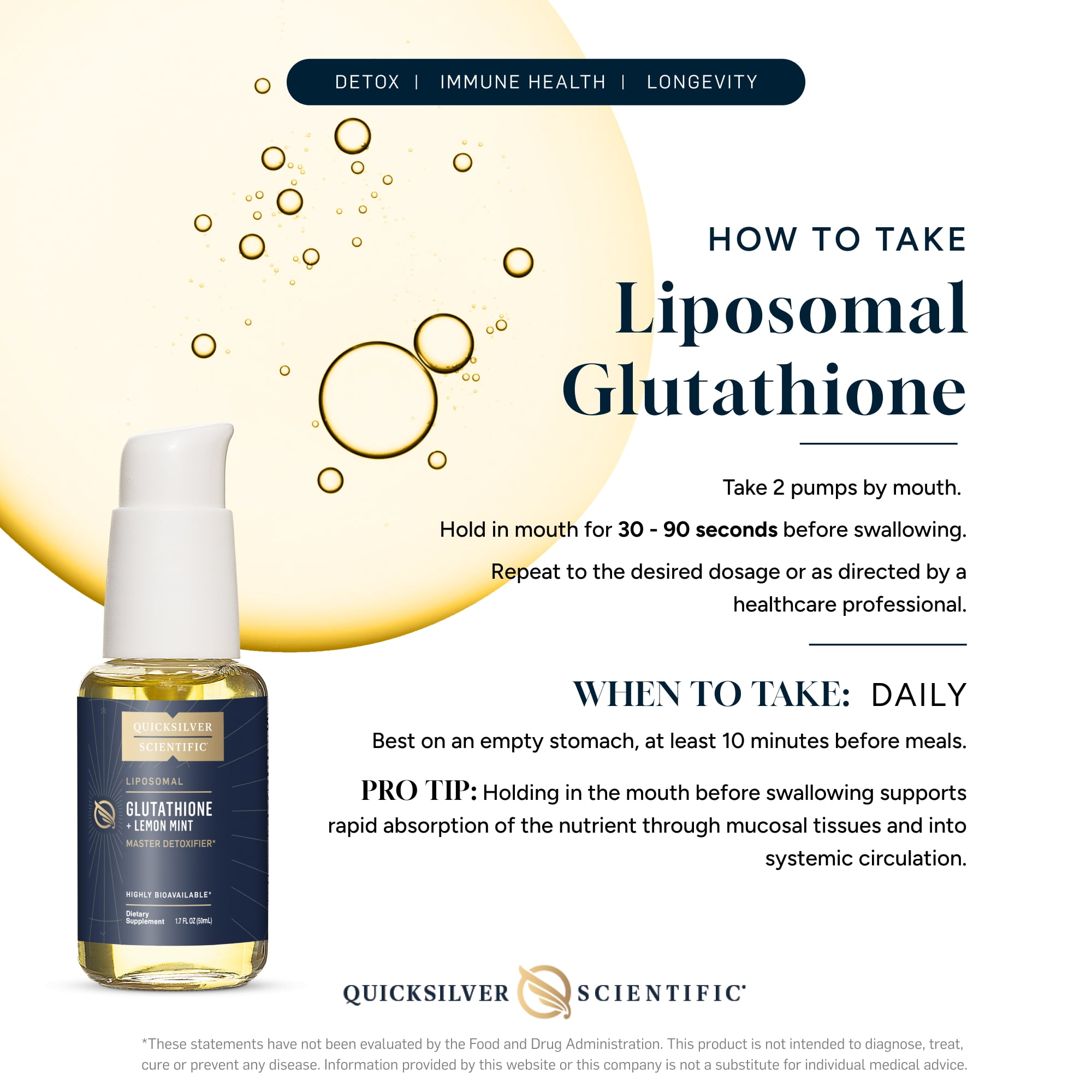 Free Shipping! Quicksilver Scientific Liposomal Glutathione - 100 mg Liquid  Antioxidant for Detox and Immune Support