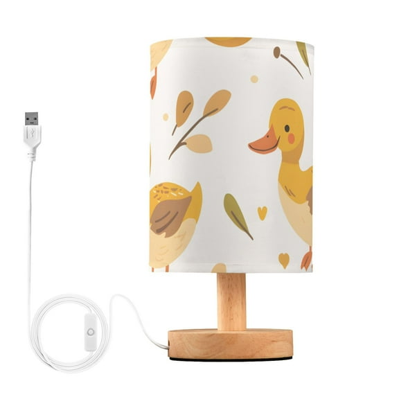 Duck and Leaf Bedside Desk Lamp LED Table Nightstand Lamps Warm Light Fabric Lampshade for Home Bedroom Office Living Room Decor