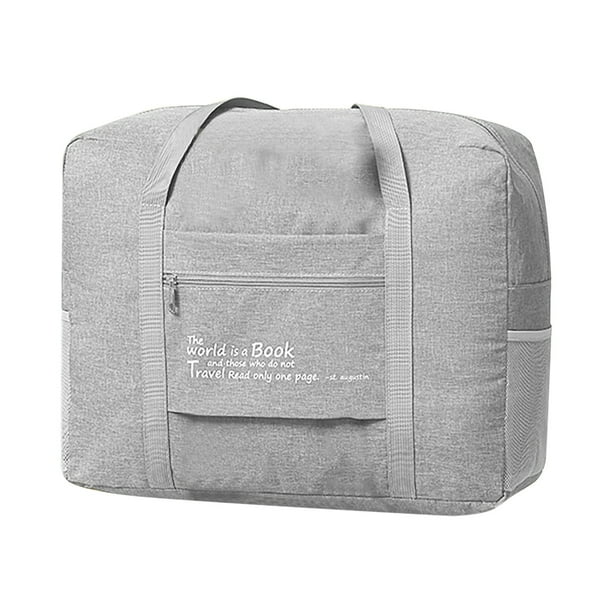 Bolsa de equipaje portátil catiónica de gran capacidad, plegable, con carrito para viajes en avión, de mano, gris