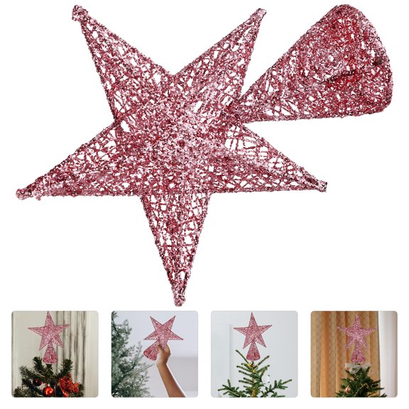 PBPBOX Pink Glittered 3D Christmas Tree Topper Ornament