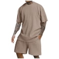 thumbnail image 1 of Wyzesi Booty Shorts Suit for Men Low Rise Men's Rib Shirt Short Sleeve and Shorts Slim Fit Muscle T Shirt Stretch Bodybuilding Exercise Rib Knit Two Piece Set Plus Overall Shorts Suit for Men, 1 of 7