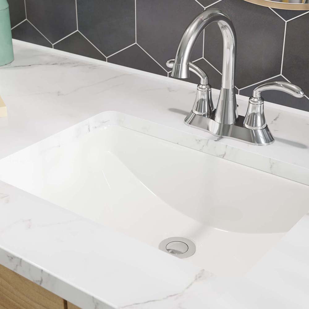 MR Direct U1913 Bisque Undermount Porcelain Bathroom Sink in Bisque and