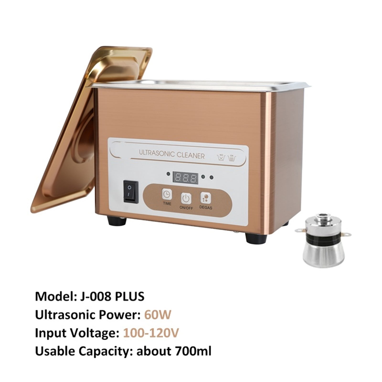 900mL Ultrasonic Cleaner, 60W Power, 40kH Ultra Cleaning Machine For Jewelry, Eyeglasses, Watch, Small Parts