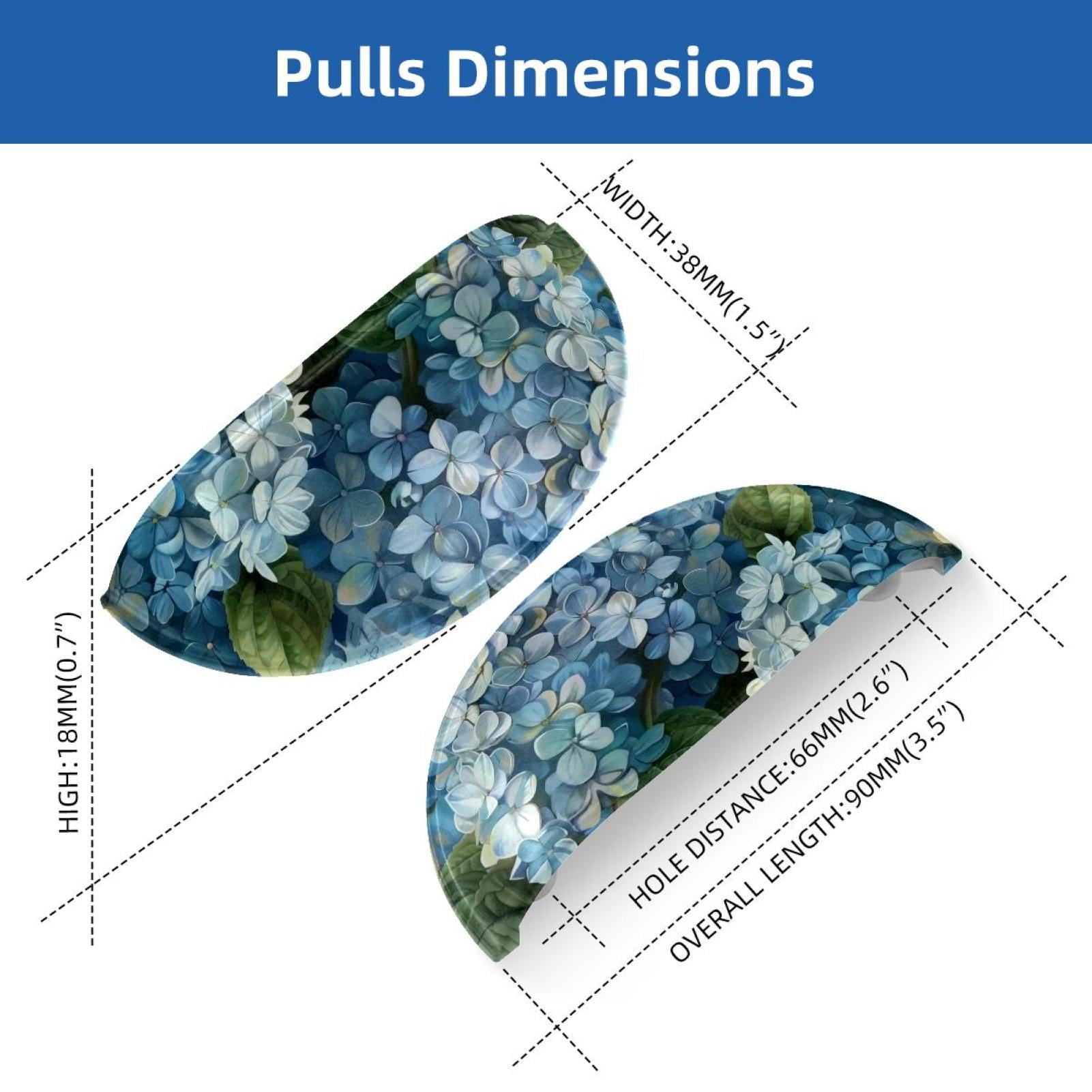 PhooArto 6 Pcs Cup Drawer Pulls, Vintage Blue Hydrangeas Flowers Shell Shape Handles Cabinet Knobs for Dresser Cupboard Closet Wardrobe with Screws