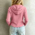 thumbnail image 6 of Lmnyox Hoodies for Kids Solid Color Long Sleeve Ribbed Lightweight Drawstring Button Pullover Casual Workout Tops, 6 of 9