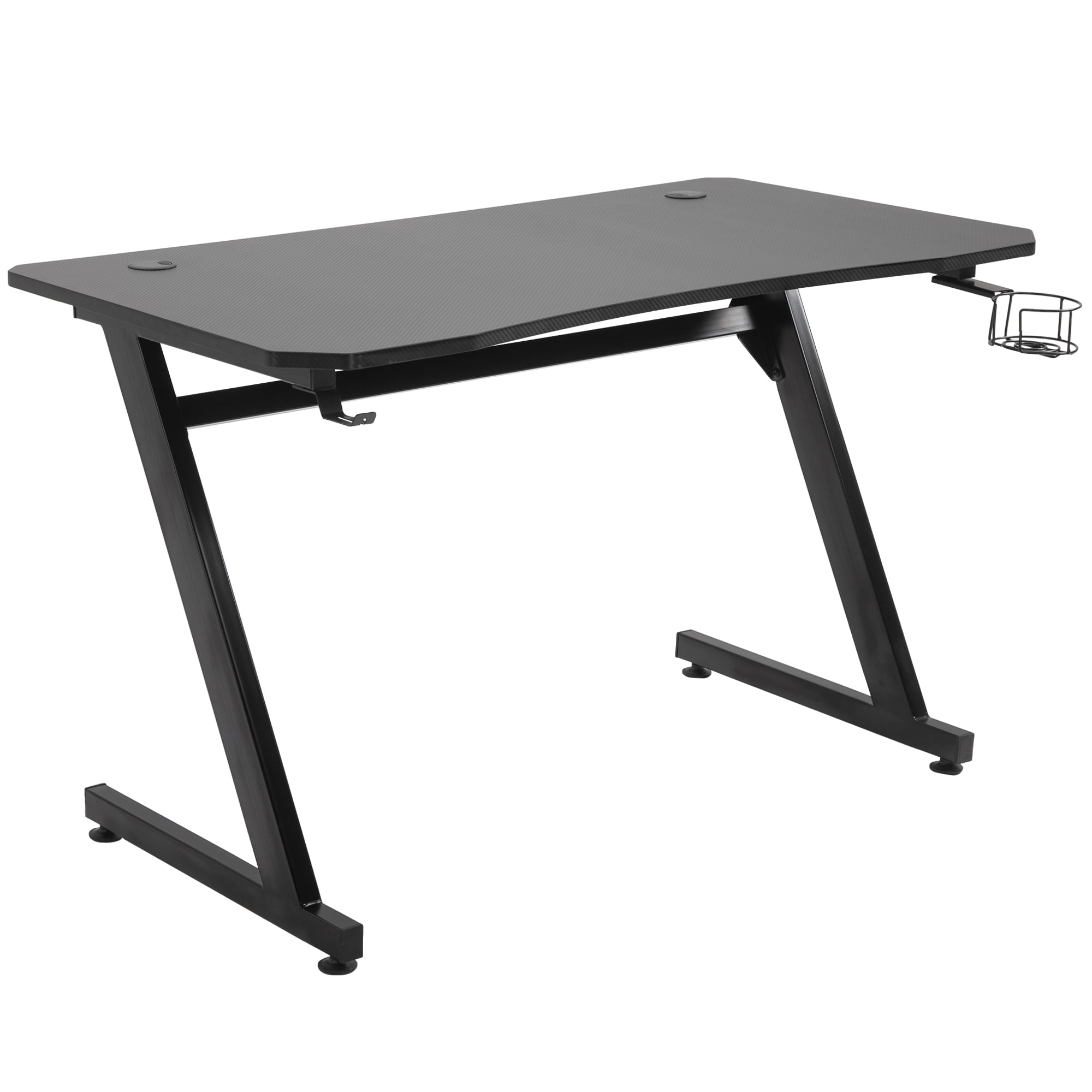 Owsoo 47 25 Gaming Desk Computer Table Metal Frame With Cup Holder Headphone Hook Interior Cable Hole Black Walmart Com Walmart Com