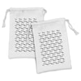 thumbnail image 1 of Arrow Fabric Pouch Set of 2, Monochrome Style Striped on a Plain Background Drawn by Hand, Small Drawstring Bag for Toiletries Masks and Favors, 9" x 6", Charcoal Grey and White, by Ambesonne, 1 of 2