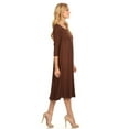 thumbnail image 3 of Women's Casual Loose Fit 3/4 Sleeve Jersey Knit A-Line Solid Midi Dress, 3 of 4