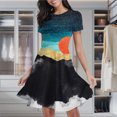 thumbnail image 2 of Mountain Sunset Night Sky Women's Classic Swing Skater Dress Casual Work Party Cocktail Dresses, 2 of 6