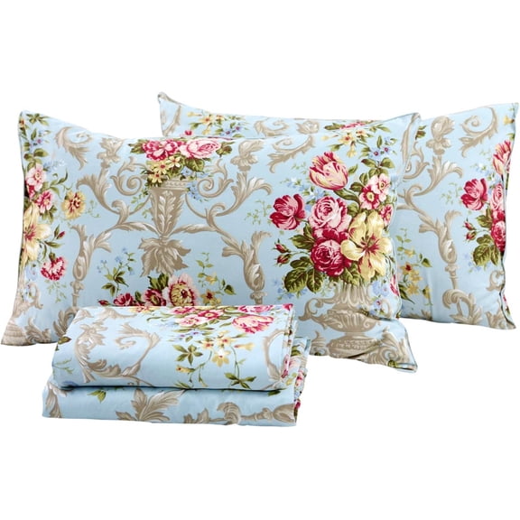 Luxury Peony Floral Bedding Set King Size 100% Soft Cotton Sheets