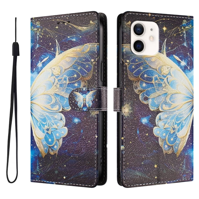 FOXDOCK Funda Tipo Cartera para iPhone 12 Mini con Soporte y Correa – Diseño de Patrones Lindos