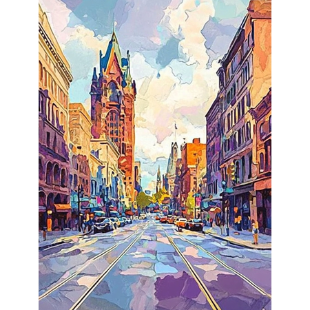 Vibrant City Street Canvas Print/Wall Art, Perfect for Living Room, Bedroom, Office, Dining Room, and Hallway Decoration.