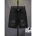 thumbnail image 5 of CAIVO Child Boys Blue Denim Shorts For Drawn With Washed Distressed Style And Classic Fit Comfort Classic Bottoms, 5 of 5