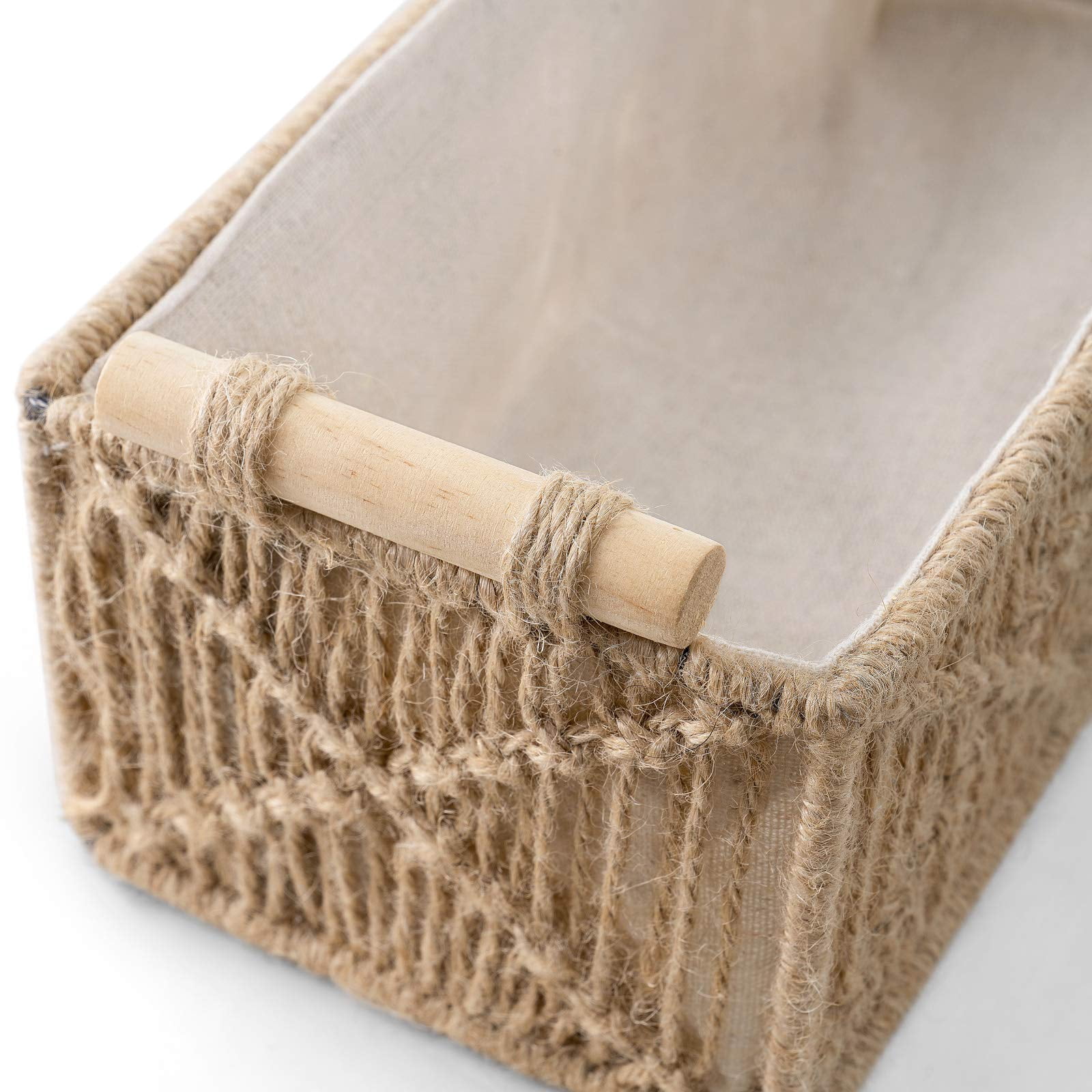 Brown Woven Decorative Storage Baskets Set of 2 Countertop Organizer