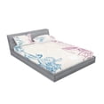 thumbnail image 2 of Ambesonne Floral Fitted Sheet & Pillow Sham Set, Flower Field Spring Art, Full, Teal Lilac Dried Rose, 2 of 2