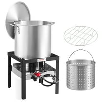 VEVOR 100 Qt Seafood Boiling Kit with Strainer, Outdoor Seafood Boil Pot and Basket, Cooking Set for Crab Crawfish Lobster Boiling,Aluminum Stockpot with 100,000 BTUs Propane Burner and Steamer Rack