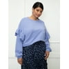 ELOQUII Elements Women's Plus Size Ruffle Sleeve Sweatshirt