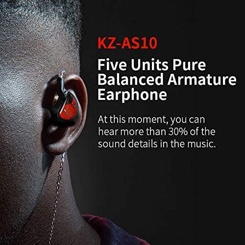 KZ AS10 in Ear Monitor Earbuds Headphone, Pure 5 Balanced Armature 5BA KZ Earbuds Earphone, Musician in Ear Monitor Headphone High Fidelity HiFi Headset
