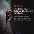 thumbnail image 4 of KZ AS10 in Ear Monitor Earbuds Headphone, Pure 5 Balanced Armature 5BA KZ Earbuds Earphone, Musician in Ear Monitor Headphone High Fidelity HiFi Headset, 4 of 11