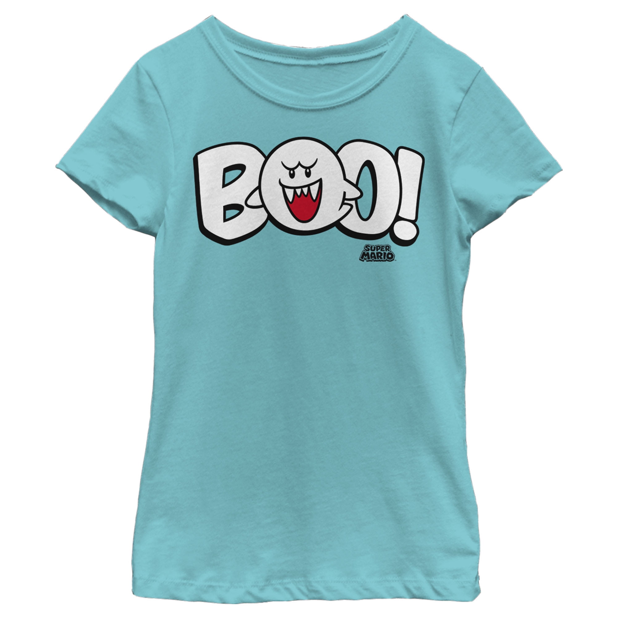 Nintendo - Nintendo Girls' Mario Boo! Bubble Text T-Shirt - Walmart.com ...