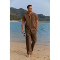 thumbnail image 4 of COOFANDY Men's 2 Piece Summer Beach Linen Button Down Shirt & Pant Outfit Set, 4 of 12