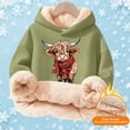 thumbnail image 3 of Hiijoy Girls Soft Sherpa Hoodie Cute Cow Graphic Pullover Sweatshirt, Sizes 3-16, 3 of 4