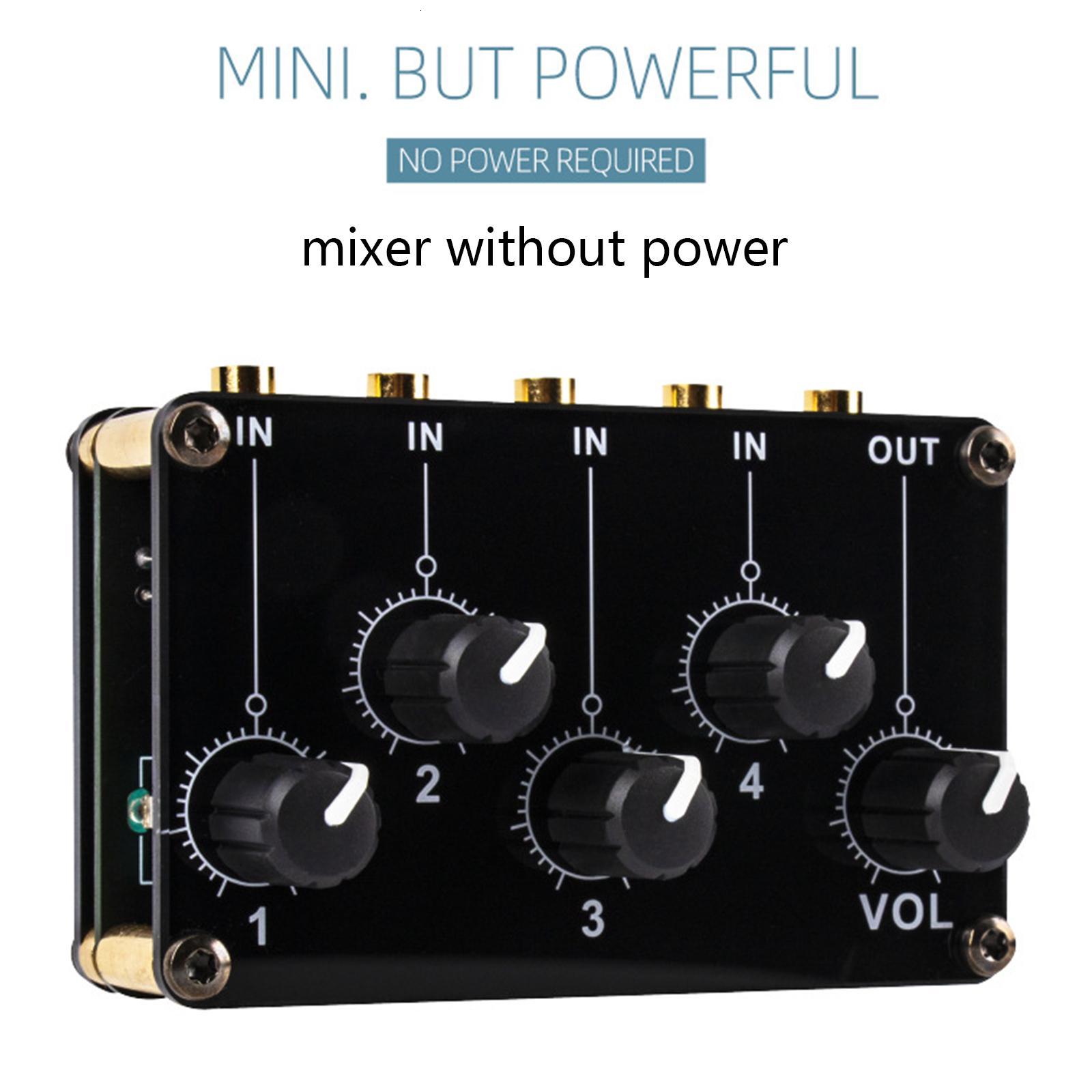 Ultra Low Noise 4 Channel Line Mixer 4 Stereo Channel Mini Audio Stereo Passive Mixer No Need External Power Supply