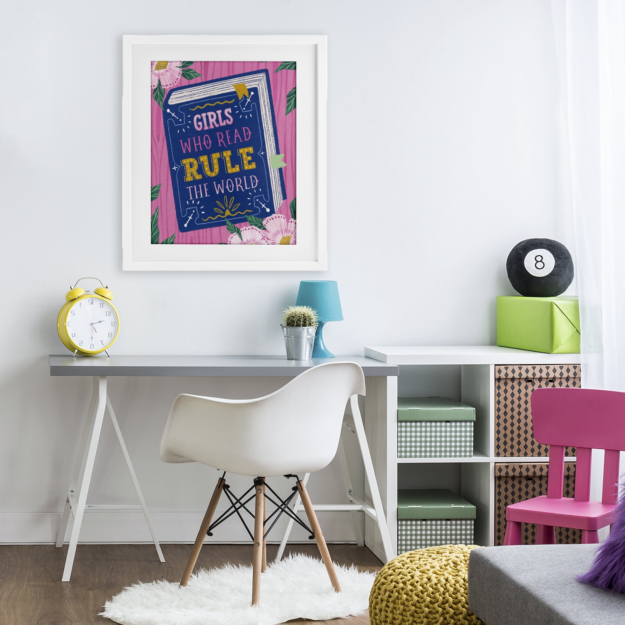 Stupell Industries Girls Who Read Inspirational White Framed Print Under Glass, design by Vanessa Stoilova