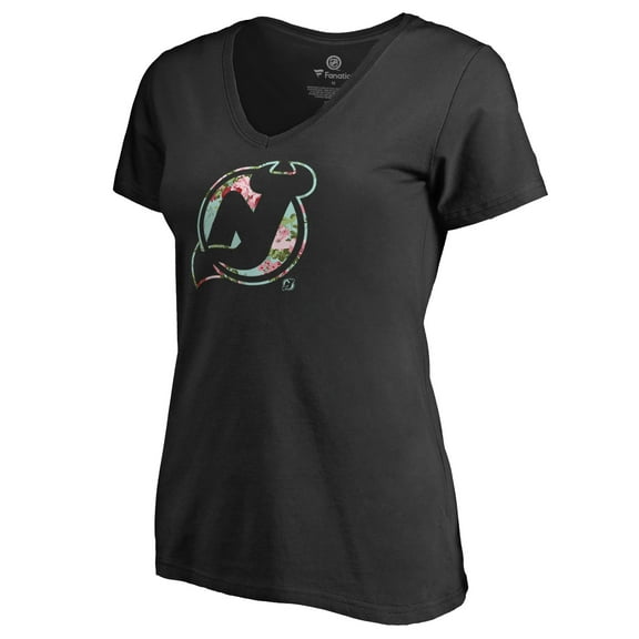 Women's Black New Jersey Devils Lovely V-Neck T-Shirt
