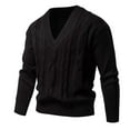thumbnail image 4 of Hrsba Men's Pullover Sweaters V Neck Solid Color British Style Fashion Long Sleeve Knit Sweater for Men Casual Fall Winter Slim Top, 4 of 5
