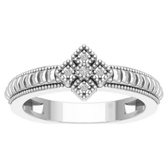 Araiya Sterling Silver Diamond Vintage Diamond Ring for Women (1/20 cttw, I-J Color, I2-I3 Clarity), Size 7