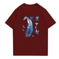 thumbnail image 3 of NAMTYQX Going Out Tops for Women Comfy Graphic Short Sleeve Plus Size Lightweight Round Neck Fullprint Cool Basic Womens Graphic T Shirts Wine Size 2XL, 3 of 4