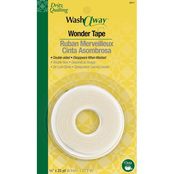 Cinta adhesiva Dritz Wash-A-Way Wonder de doble cara, 1/4 x 25 yardas