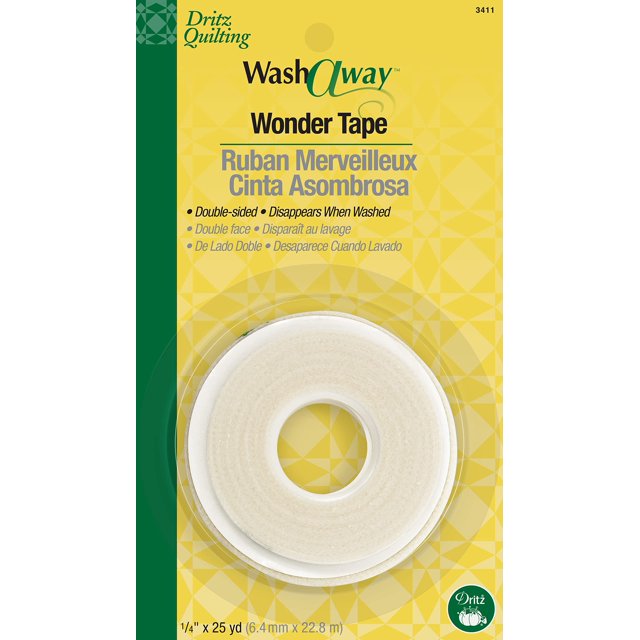 Cinta adhesiva Dritz Wash-A-Way Wonder de doble cara, 1/4 x 25 yardas