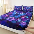 thumbnail image 3 of Manfei Female Men Blue Butterfly Twin Sheet Sets 3pcs,Chic Floral Flowers Twin Fitted Sheet Microfiber,Abstract Gradient Breathable Flat Sheet,Microfiber Bedroom Decor, 3 of 7