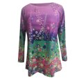 thumbnail image 5 of Abcnature Oversized Plus Size Women Casual Loose Long Sleeve Tops T Shirts Autumn Winter Print High Low Hem T-shirt Ladies Raglan Shirt Tops Pullover Tee Purple XXL, 5 of 6