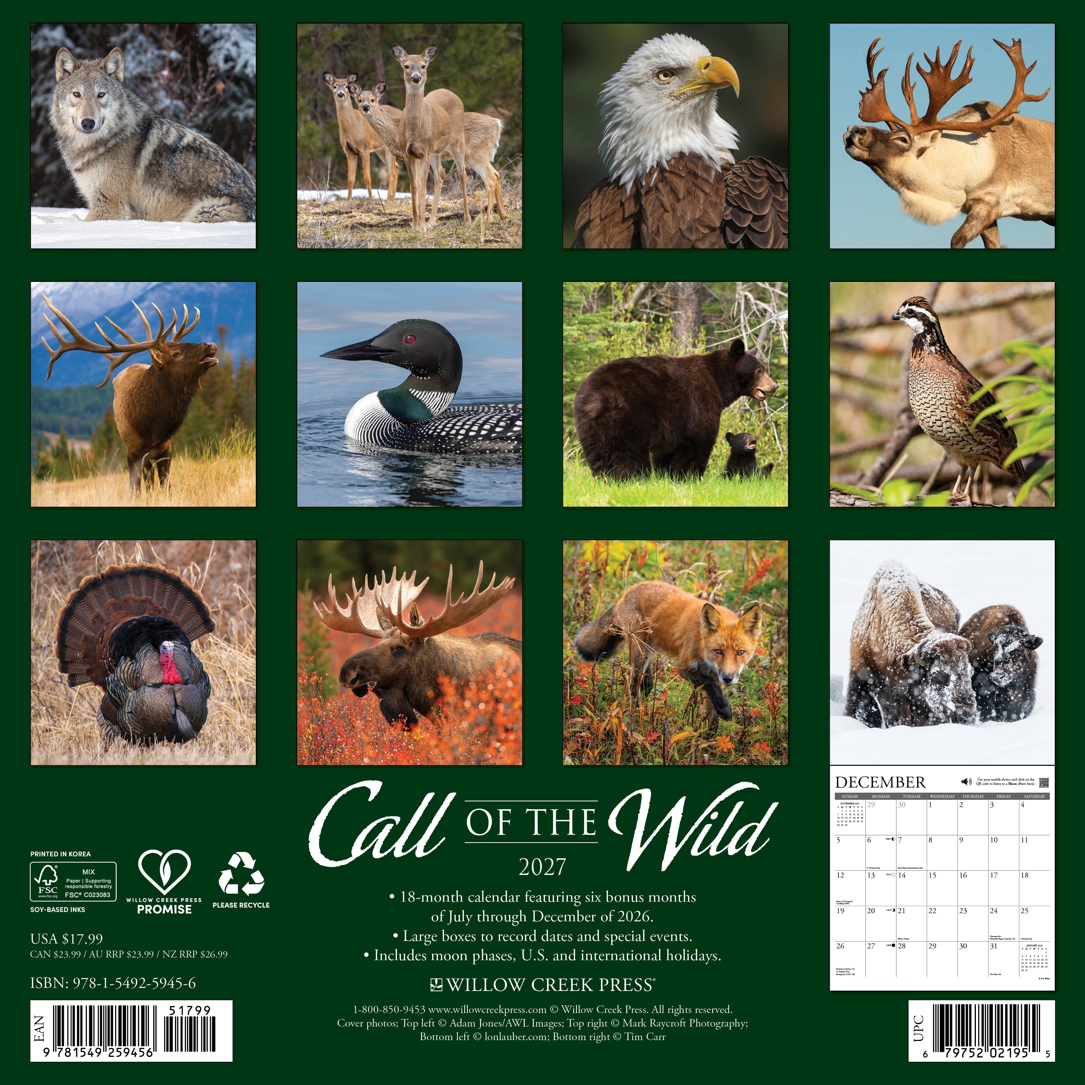 Willow Creek Press, Call of the Wild 2027 Wall Calendar