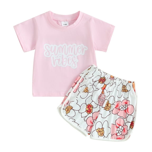 Bagilaanoe 2pcs Newborn Baby Girl Shorts Set Short Sleeve Letter Print T Shirt Tops   Shorts 3M 6M 9M 12M Infant Casual Summer Clothes