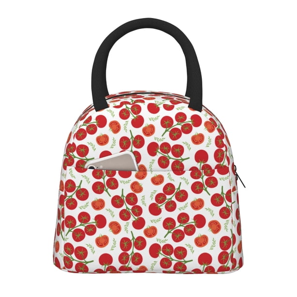 Fotbe Tomato Bolsa de Almuerzo con Estampado, Lonchera Aislada, Contenedor de Comida Reutilizable Tipo Cooler a Prueba de Fugas