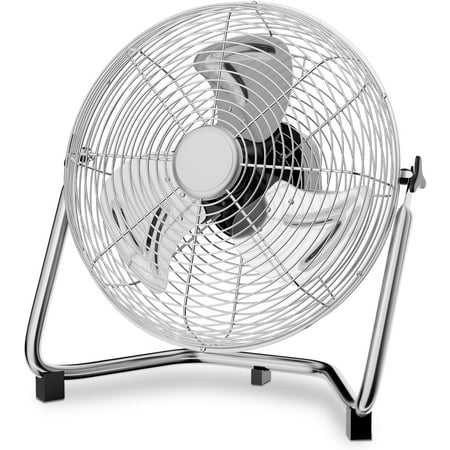 

High-Velocity Metal Floor Fan 1596 CFM 3-Speed Industrial Shop Fan for Garages Basements and Gyms Silver
