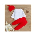 thumbnail image 4 of Baby Boys My First Valentine's Day Outfits Letter Print Long Sleeve Romper+ Heart Print Pants+ Hat 3Pcs Clothes Set, 4 of 9