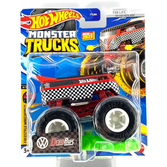 Hot Wheels Car & Truck Play Vehicles, Die-Cast Metal Black Red Monster Trucks