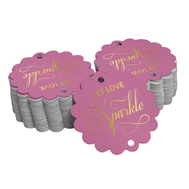 Inkdotpot 50 Pack Real Gold Foil Paper Tags Let Love Sparkle Wedding Favor Hang Tags