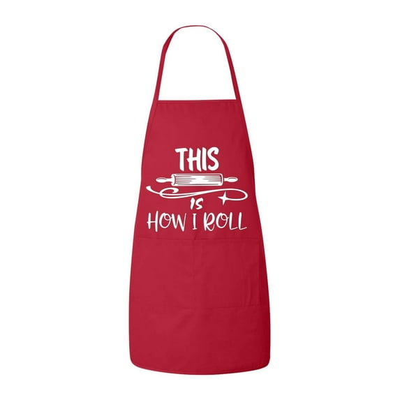 FASCIINO - Cute This is How I roll Chef Apron with Two Front Pockets