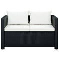 thumbnail image 2 of vidaXL 3 Piece Garden Lounge Set with Cushions Poly Rattan Black, 2 of 4