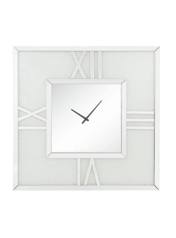 Analog Wall Clock with LED Light and Faux Gem Inlay, Silver