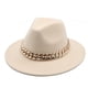 thumbnail image 1 of Qarigey Sombreros Fedora Unisex, tejido de ala ancha, collar de oro cálido, gorro de lana, cadena de cono de Color sólido, sombrero grueso de Sombreros Beige, 1 of 6
